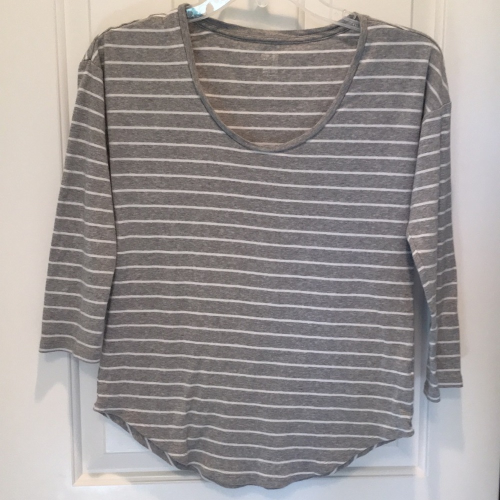 Gap Scoop Neck 3/4 Sleeved Striped Tee Shirt